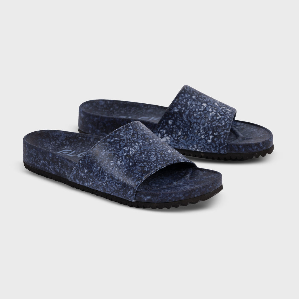 East Beach Slide – Deep Blue Sea | Supportive Cushioned Slide Sandal | Coastal Style