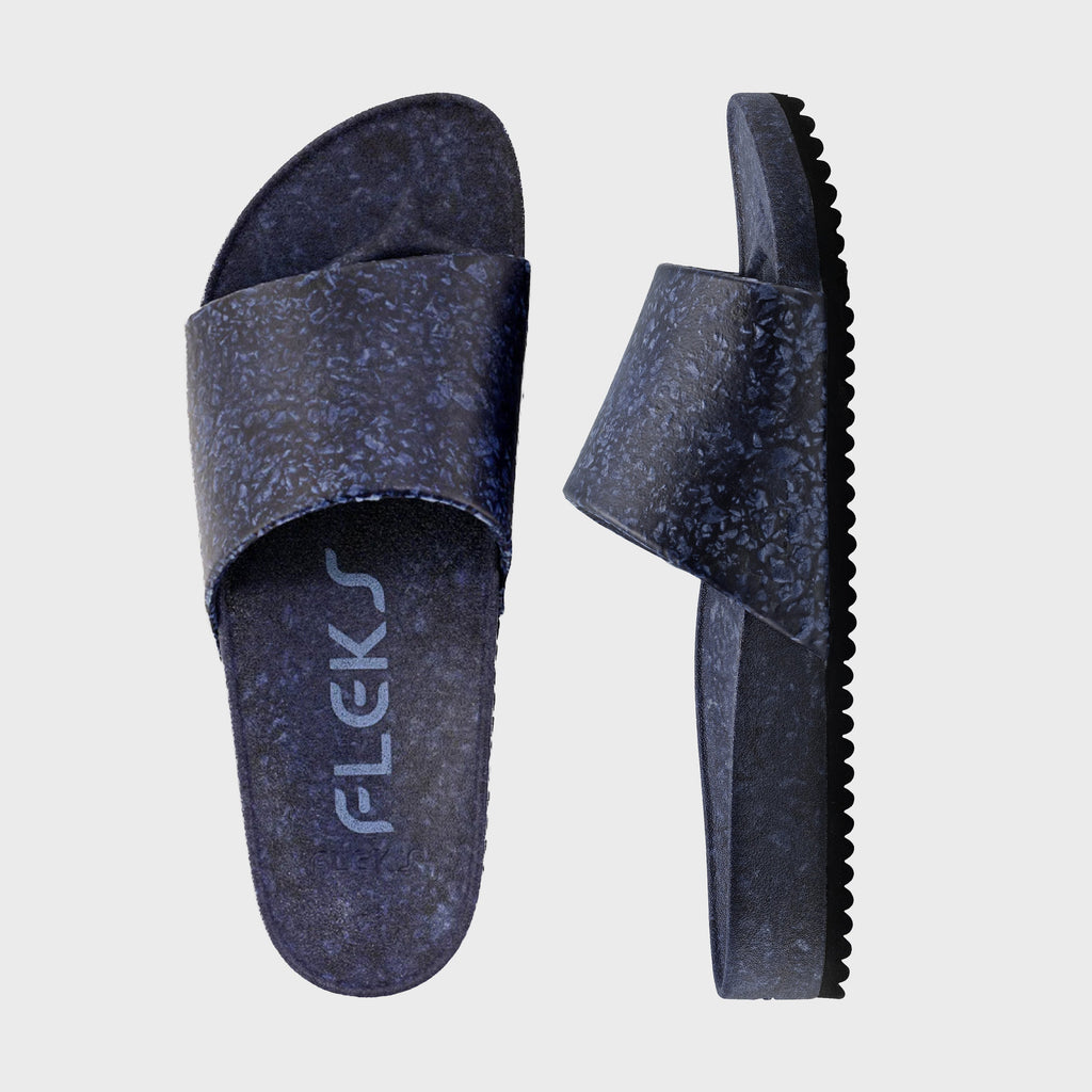East Beach Slide – Deep Blue Sea | Supportive Cushioned Slide Sandal | Coastal Style