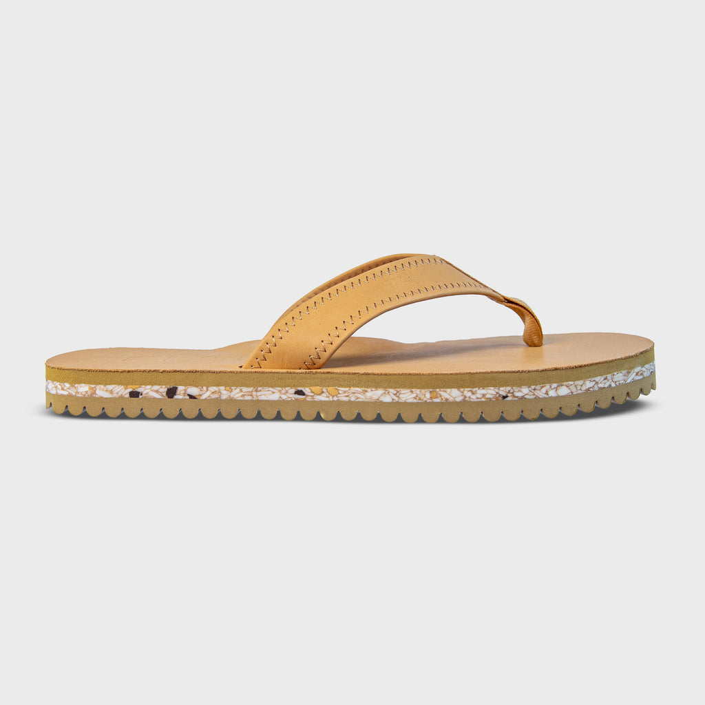 The Seagrove Flip Flop – Sand | Leather Beach Flip Flop with Arch Support